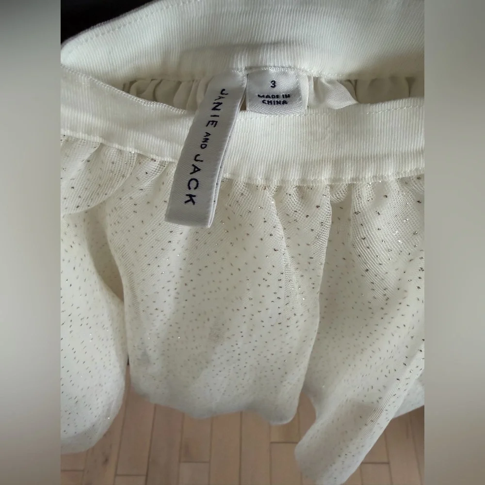 Janie and Jack | Ivory Gold Dot Sparkle Tulle Skirt | Tutu | 3